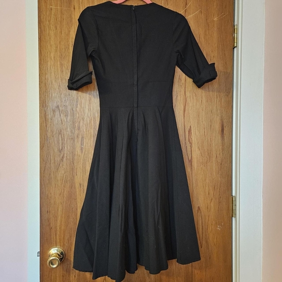Black Unique Vintage delores swing dress size small 1950s style - Picture 4 of 5